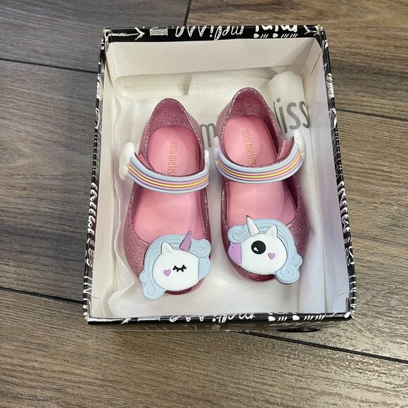 Mini Melissa Mini Ultragirl Unicorn Mary Janes Baby Girls 5 Pink Sparkling NEW - Picture 5 of 10